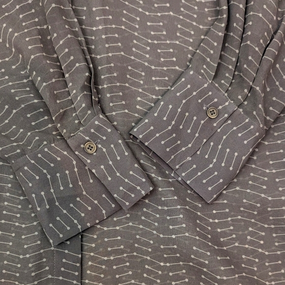 Lafayette 148 Silk Button Up Shirt NEW Womens Medium Brown Sheer Career Blouse - Picture 7 of 11